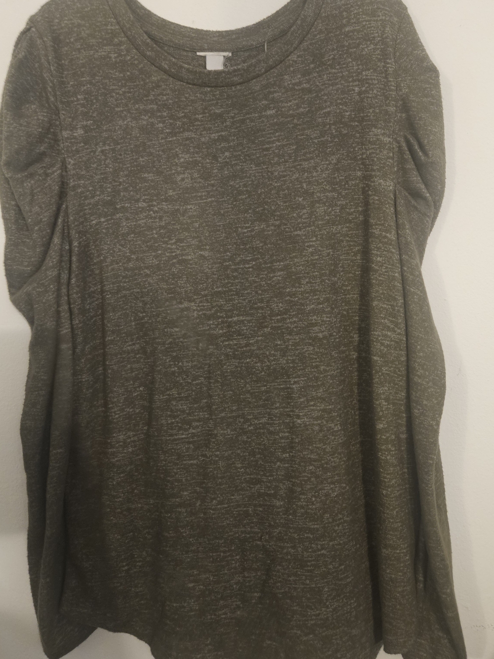 Women’s Olive Green Long Sleeve Ruched Shoulder Skirt - Picture 3 of 6